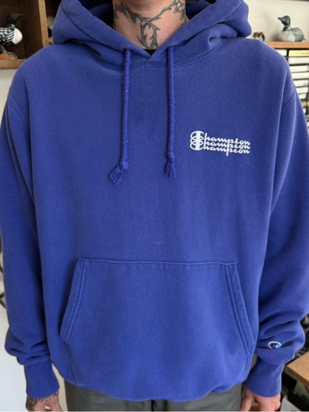 Vintage 2000s Champion Reverse Weave Blue Hoodie ~ Size Medium